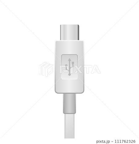 シンプルなイラスト_白いUSB Type-C_オス シンプルなイラスト_白いUSB Type-C_オス 111762326