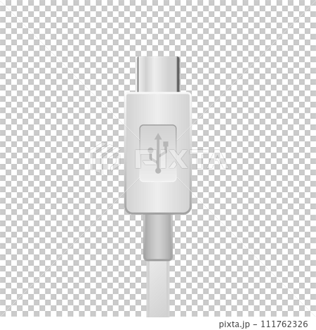 シンプルなイラスト_白いUSB Type-C_オス シンプルなイラスト_白いUSB Type-C_オス 111762326
