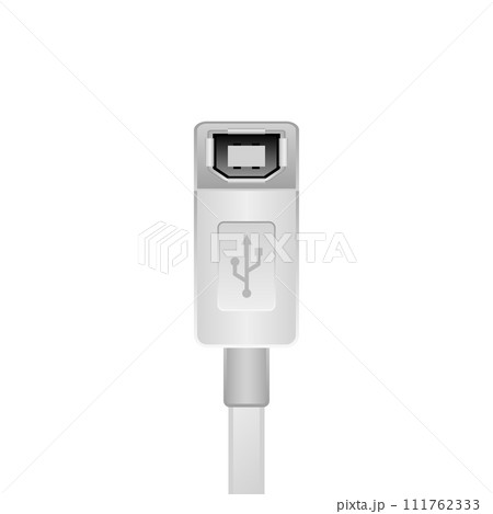 シンプルなイラスト_白いUSB Type-B 2.0_メス 111762333