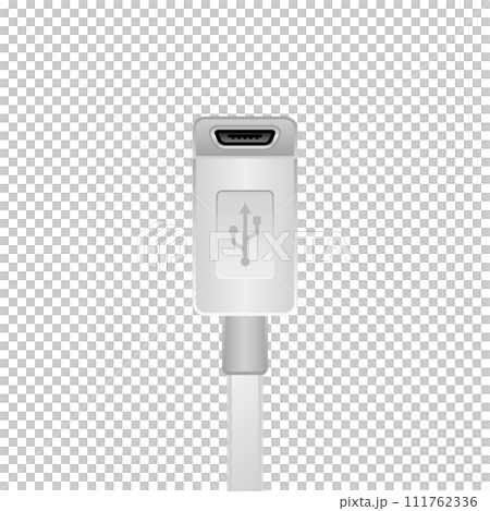Simple illustration_White Micro USB Type-B 2.0_Female Simple illustration_White Micro USB Type-B 2.0_Female 111762336