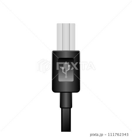 シンプルなイラスト_黒いUSB Type-B 3.0_3.1_オス シンプルなイラスト_黒いUSB Type-B 3.0_3.1_オス 111762343