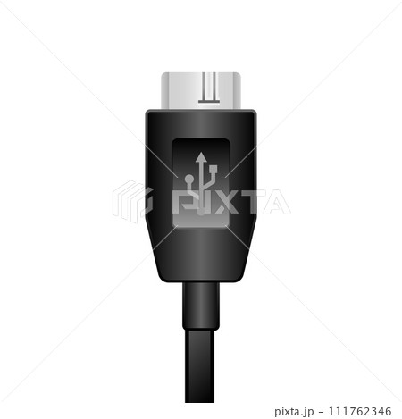 シンプルなイラスト_黒いMicro USB Type-B 3.0_オス シンプルなイラスト_黒いMicro USB Type-B 3.0_オス 111762346