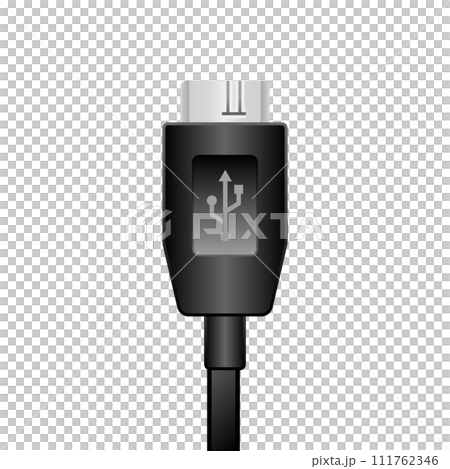 シンプルなイラスト_黒いMicro USB Type-B 3.0_オス シンプルなイラスト_黒いMicro USB Type-B 3.0_オス 111762346