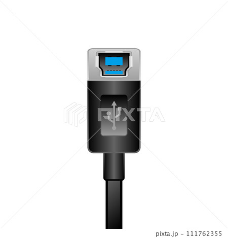 シンプルなイラスト_黒いUSB Type-B 3.0_3.1_メス 111762355