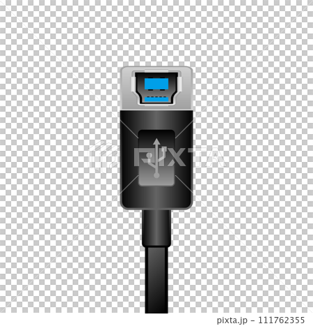 シンプルなイラスト_黒いUSB Type-B 3.0_3.1_メス 111762355