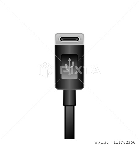 シンプルなイラスト_黒いUSB Type-C_メス 111762356