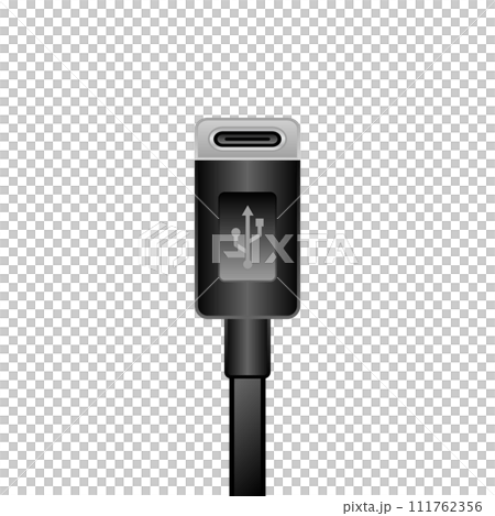シンプルなイラスト_黒いUSB Type-C_メス 111762356