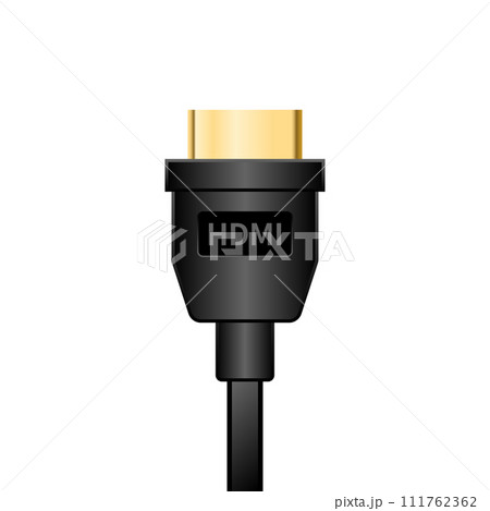 シンプルなイラスト_黒いHDMI Type-A ケーブル_背面 シンプルなイラスト_黒いHDMI Type-A ケーブル_背面 111762362