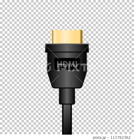 シンプルなイラスト_黒いHDMI Type-A ケーブル_背面 シンプルなイラスト_黒いHDMI Type-A ケーブル_背面 111762362