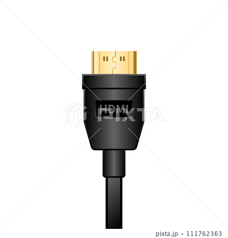 シンプルなイラスト_黒いMini HDMI Type-C ケーブル_正面 シンプルなイラスト_黒いMini HDMI Type-C ケーブル_正面 111762363
