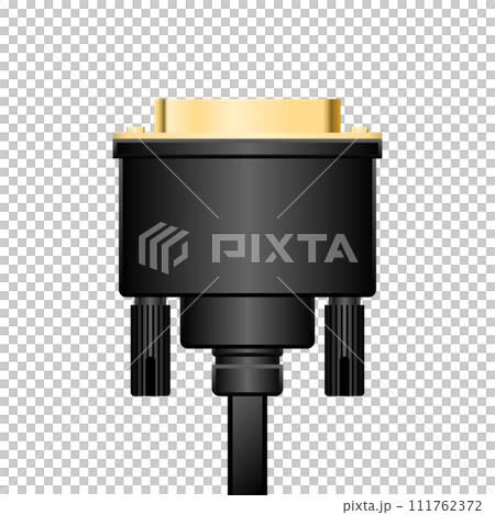 Simple illustration_black DVI cable_back Simple illustration_black DVI cable_back 111762372