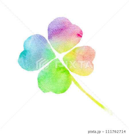 水彩で描いた虹色のクローバーのイラスト 111762714