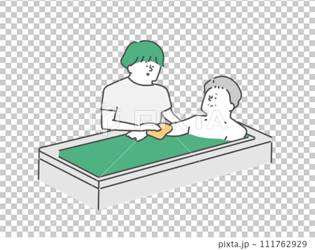 女護理人員協助老人洗澡 女護理人員協助老人洗澡 111762929