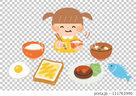 孩子們吃米飯吃飯插畫素材 孩子們吃米飯吃飯插畫素材 111763990
