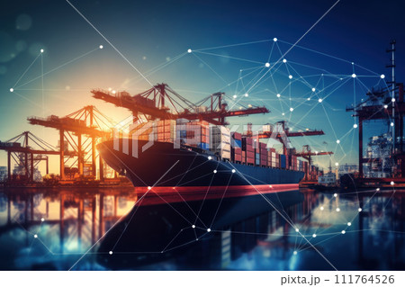 Global business logistics import export and container cargo freight ship, AI generative 111764526