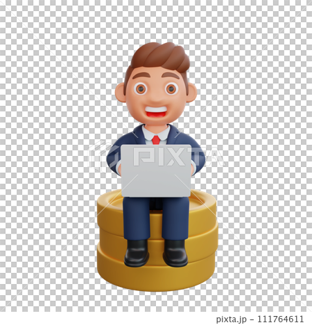 3d Illustration Businessman working on laptop 111764611