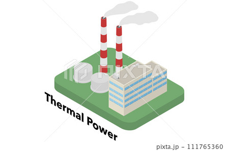 アイソメトリックイラスト:火力発電 アイソメトリックイラスト:火力発電 111765360
