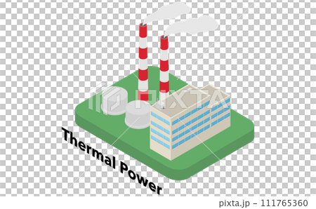 アイソメトリックイラスト:火力発電 アイソメトリックイラスト:火力発電 111765360