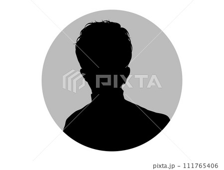 男性の顔正面のプロフィール画像のシルエットのイラスト 111765406