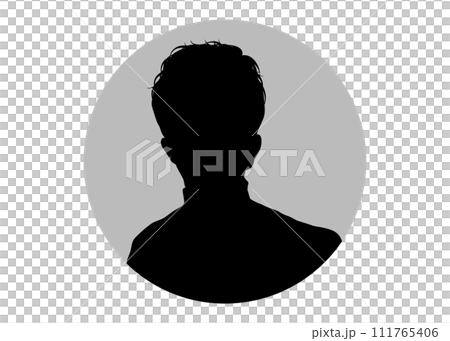 男性の顔正面のプロフィール画像のシルエットのイラスト 111765406