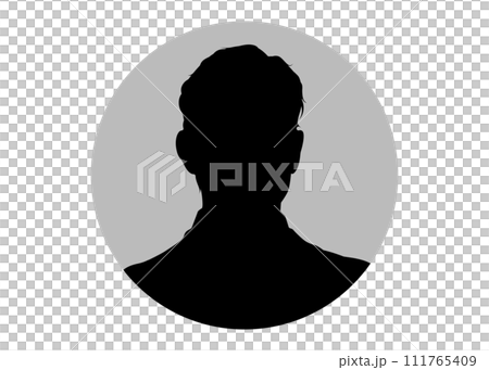 Illustration of a silhouette of a man's face in a round frame Illustration of a silhouette of a man's face in a round frame 111765409
