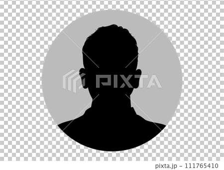 Illustration of a male profile picture face photo in a round frame 111765410