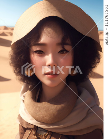 砂漠の中の女性「AI生成画像」 砂漠の中の女性「AI生成画像」 111765561