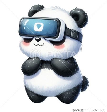 panda with a virtual reality panda with a virtual reality 111765822