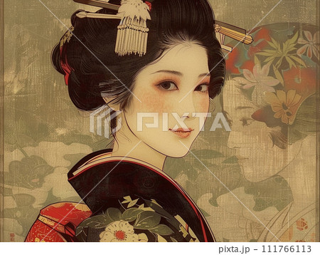 着物を着た女性 江戸時代のイラスト素材 [111766113] - PIXTA