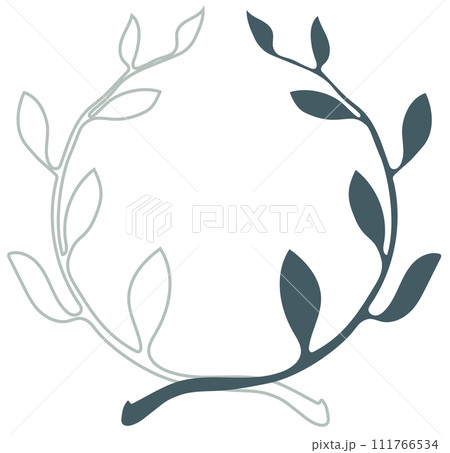 floral leaves and branch circle shape garland transparent background. illustration graphic design element for background floral leaves and branch circle shape garland transparent background. illustration graphic design element for background 111766534