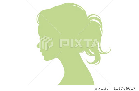 女性・女の子の横顔シルエットイラスト素材 111766617