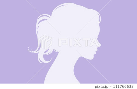 女性・女の子の横顔シルエットイラスト素材 女性・女の子の横顔シルエットイラスト素材 111766638