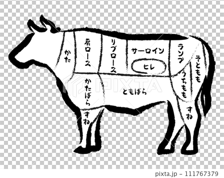 牛の部位のイラスト 牛の部位のイラスト 111767379