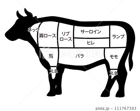 牛の部位のイラスト 111767383