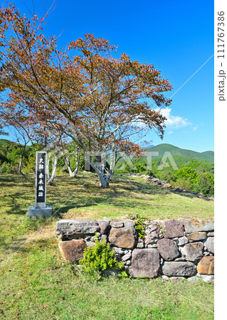 伊勢国「赤木城跡」（赤木城公園）の石垣と曲輪の様子　三重県熊野市 111767386