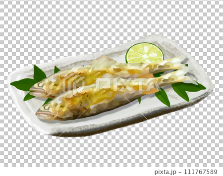 Salt-grilled sweetfish (with Nanten leaf) Salt-grilled sweetfish (with Nanten leaf) 111767589