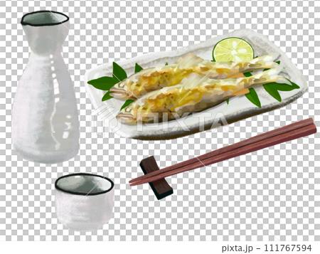 Salt-grilled sweetfish (choshi, choko, and chopsticks included) 111767594
