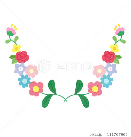 可愛いカラフルな花のフレーム 可愛いカラフルな花のフレーム 111767903