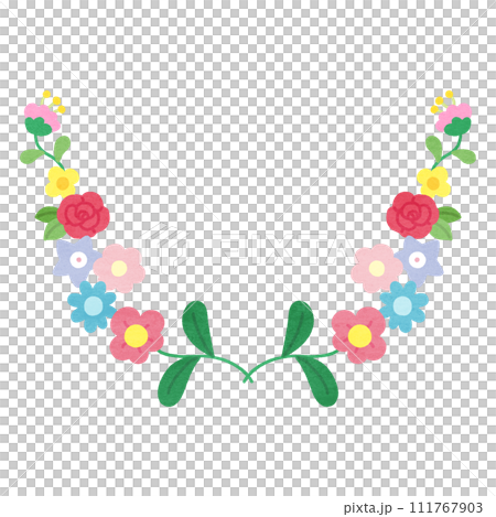 可愛いカラフルな花のフレーム 可愛いカラフルな花のフレーム 111767903