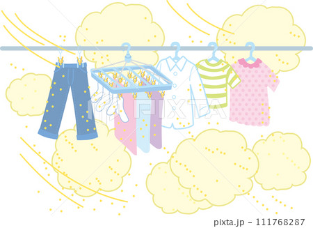 洗濯物に埃がまとわりつくイラスト 洗濯物に埃がまとわりつくイラスト 111768287