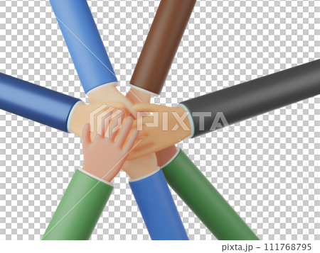 3D illustration of hands together 111768795