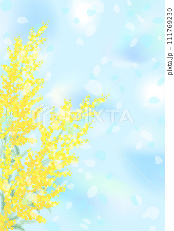 青空とミモザのイラスト 111769230