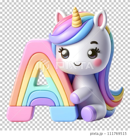 Alphabet letter A with unicorn 111769515
