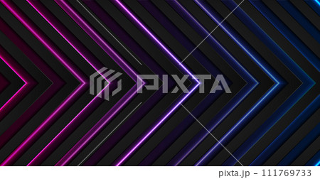 Blue purple neon glowing arrows technology abstract background Blue purple neon glowing arrows technology abstract background 111769733