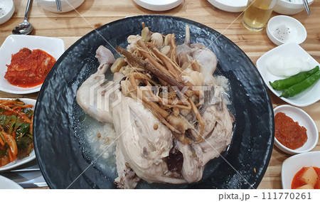 Whole Chicken Soup Korean food Dak-baeksuk Whole Chicken Soup Korean food Dak-baeksuk 111770261