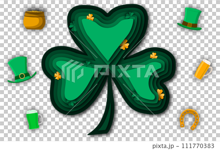 Illustration on theme beautiful shape banner in style paper cut for celebrate holiday patricks day 111770383