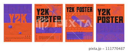 Set of retro futuristic vibe banners 111770487