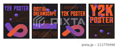 Set of retro futuristic vibe banners 111770490