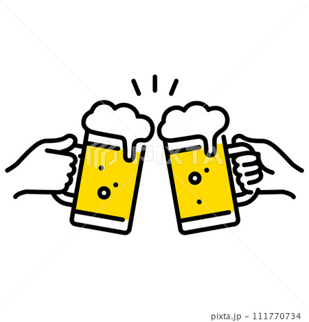 ビールジョッキで乾杯するアイコン 111770734
