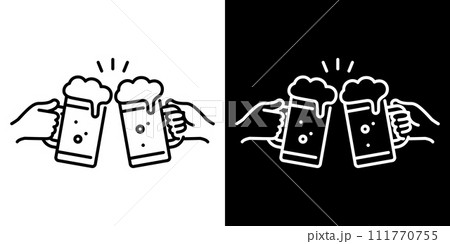 ビールジョッキで乾杯するアイコン 111770755